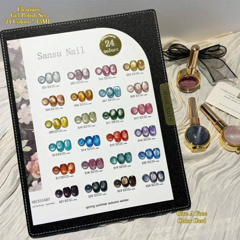 Color Checker Card - Sansu Nail 24 Colors Cat Eye
