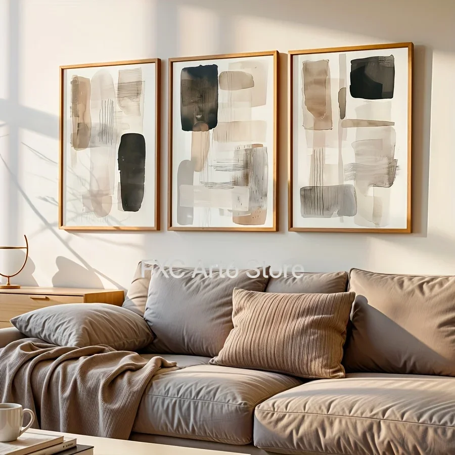 3PC frameless  of Black Beige  - огляд і ціна Photography Geometry