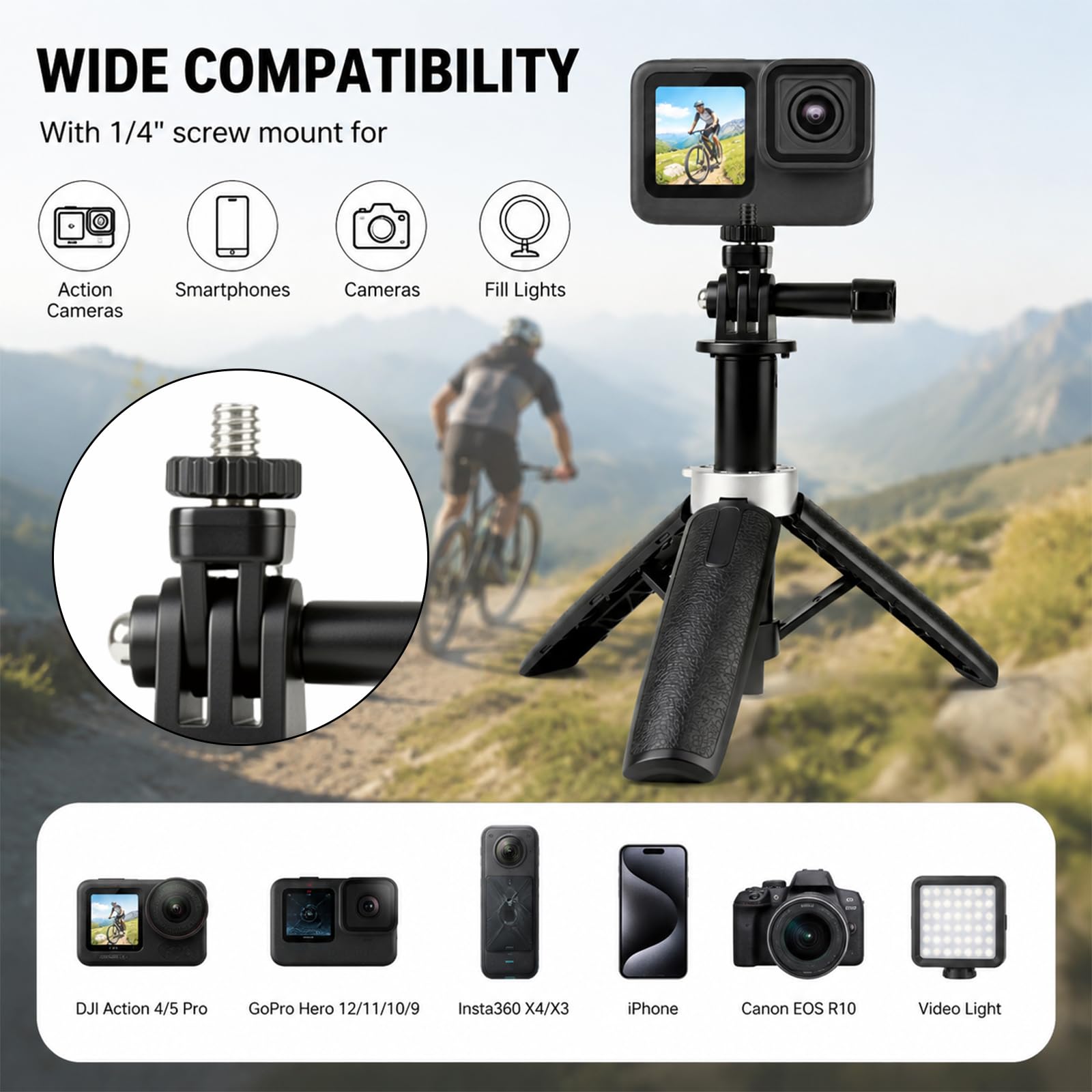 Mini Extendable Tripod Foldabl - огляд і ціна Gopro Action Camera Hero 13 Black